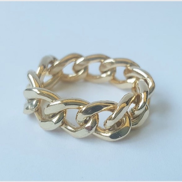 14k Yellow Gold Filled Cuban Curb Link Ring SIZE 6.5 - Picture 4 of 15